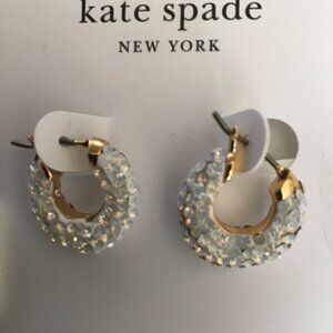 Kate Spade New White Glittery Huggies Earrings